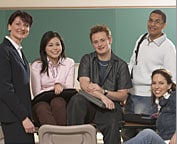 teacher with college students