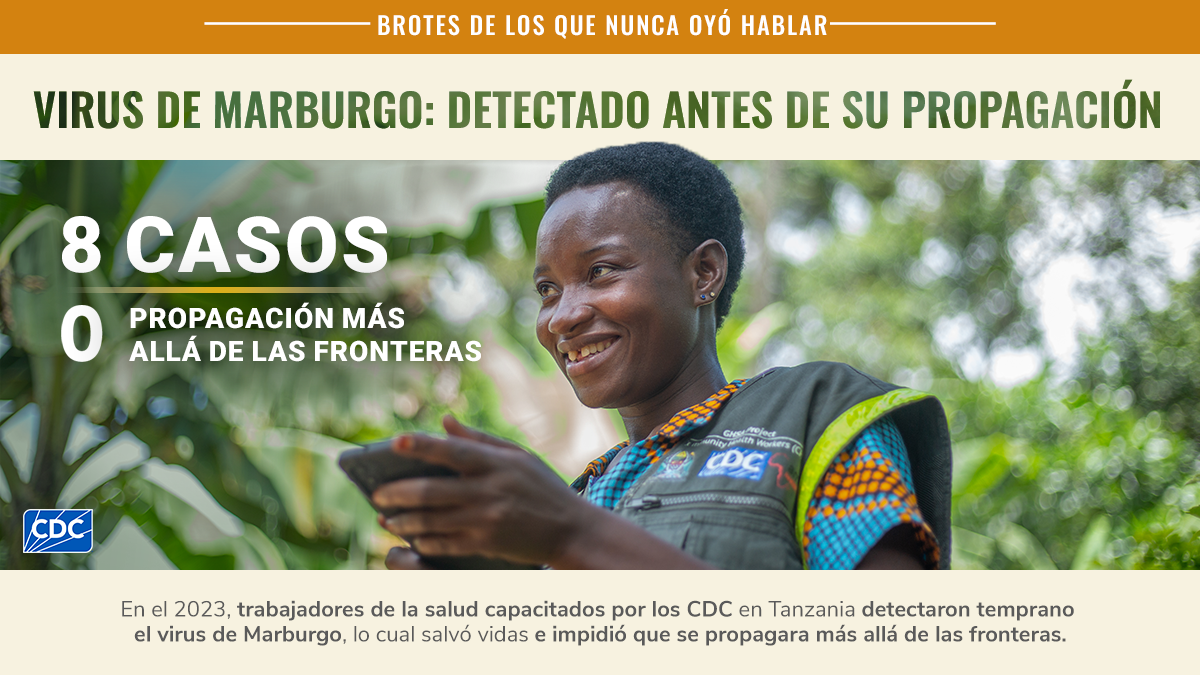 En el 2023, trabajadores de la salud capacitados por los CDC en Tanzania detectaron temprano el virus de Marburgo, lo cual salv&oacute; vidas e impidi&oacute; que se propagara m&aacute;s all&aacute; de las fronteras.