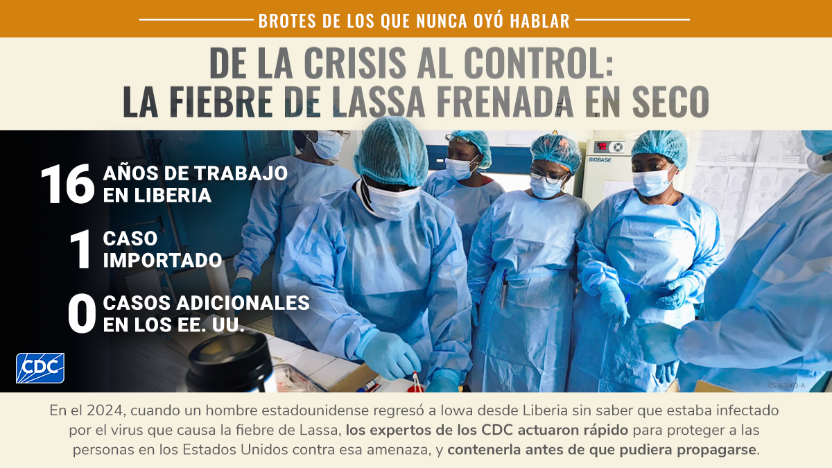 Expertos de los CDC respondieron a un caso importado de fiebre de Lassa en Iowa, evitando casos adicionales en EE. UU.