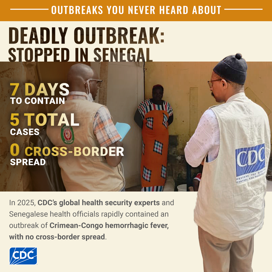 Deadly outbreak: stopped in Senegal. CDC and local health department performing an interview