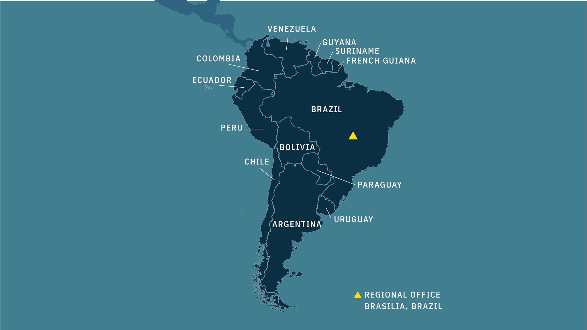 Map illustration of world with "CDC's South America Regional Office" text overlay.