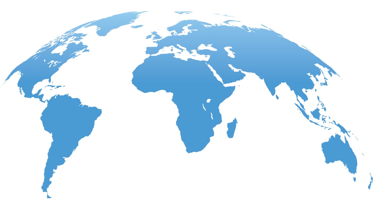 Map of the world with blue color.