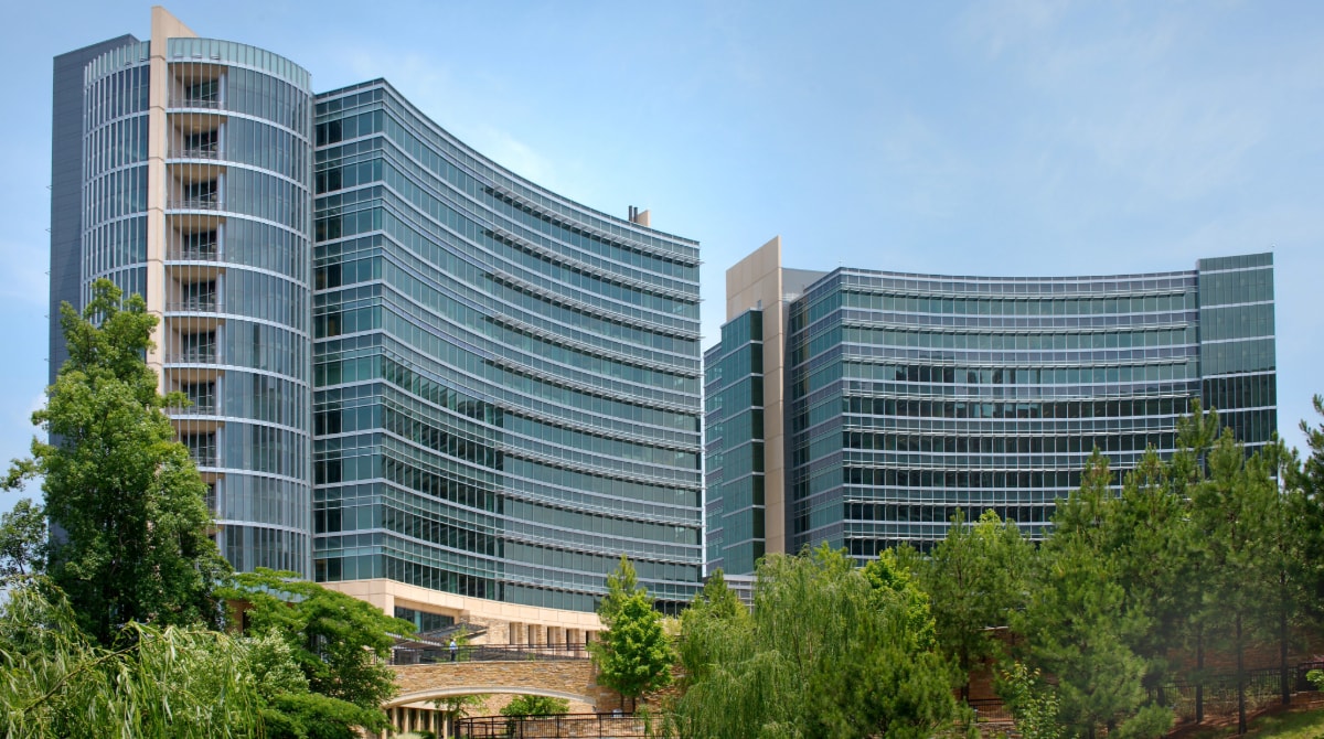 Photo of tall buildings at CDC's headquarters in Atlanta, GA.