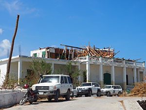 Damaged hospital in Jeremie, Grand'Anse, Haiti after Hurricane Matthew hit in October 2016 (Photo Courtesy of Coralie Giese, Global RRT)