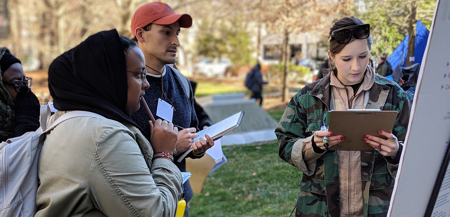 Emergency Response and Recovery Branch staff working through the Refugee Simulation exercise with MPH students during the Health in Complex Humanitarian Emergencies course at Emory University’s Rollins School of Public Health (January, 2020). Photo: Leah Dick