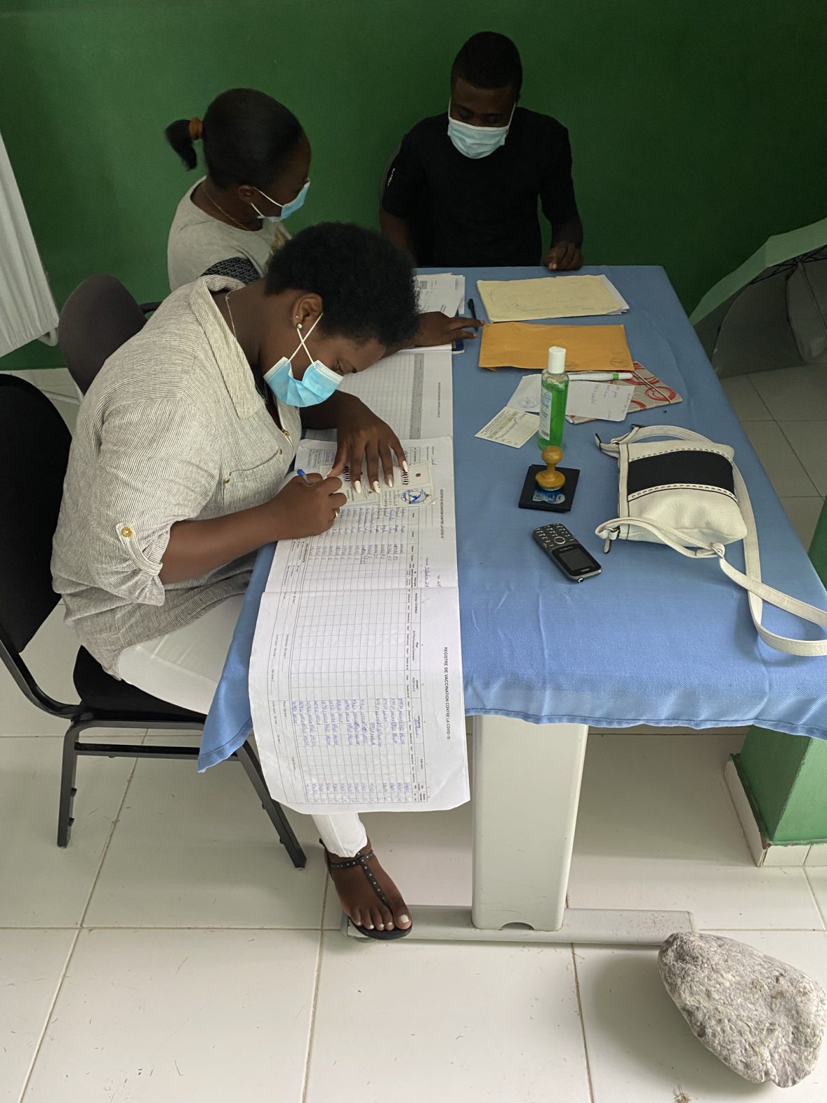 Ministry of Public Health and Population COVID-19 vaccination site funded by CDC in Les Cayes, Haiti on October 21, 2021.