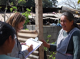 Epidemiologists interview a woman in rural Guatemala.