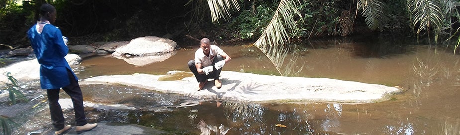 Testing water supply in Ghana in February 2014