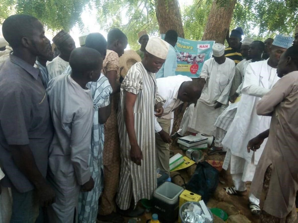 Adult males getting vaccinated in Kaura-Namoda, Nigeria during the Yellow Fever campaign