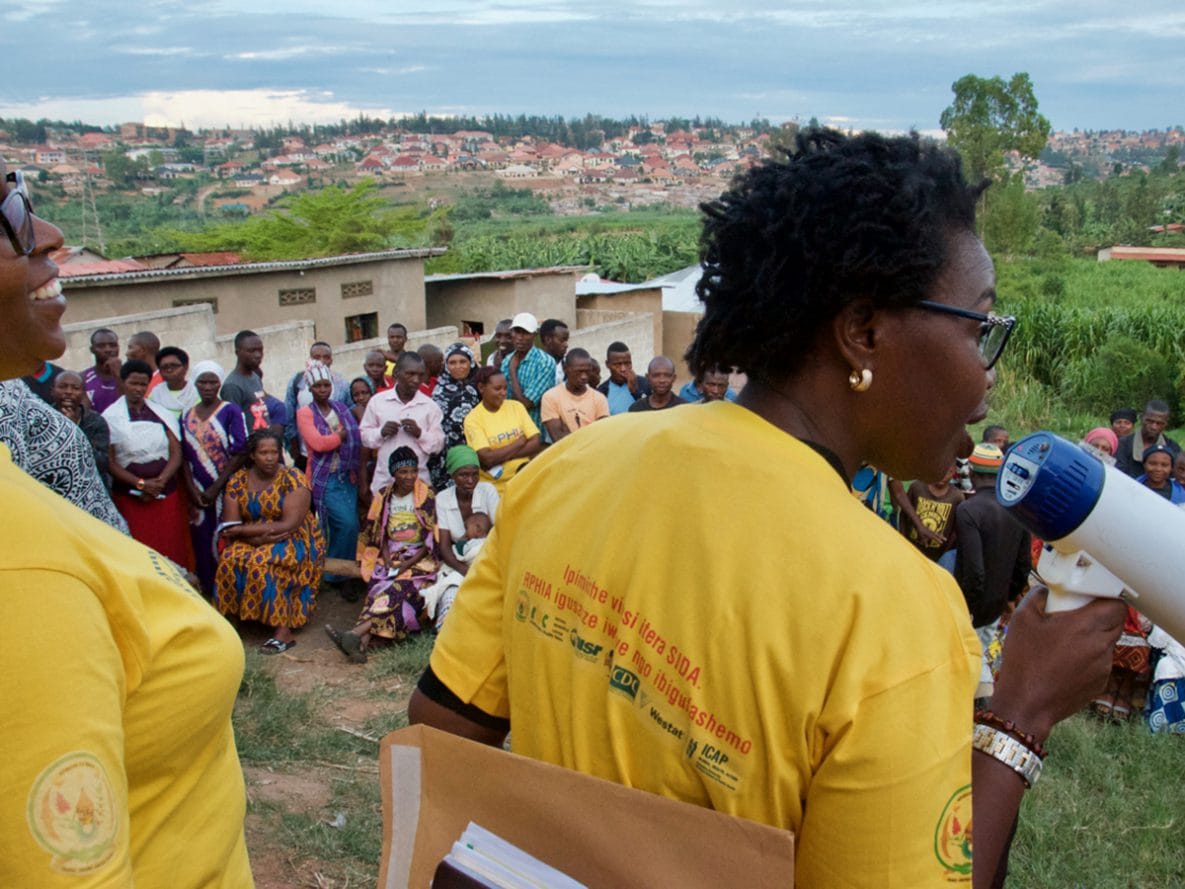 Rwanda PHIA team conducting community mobilization