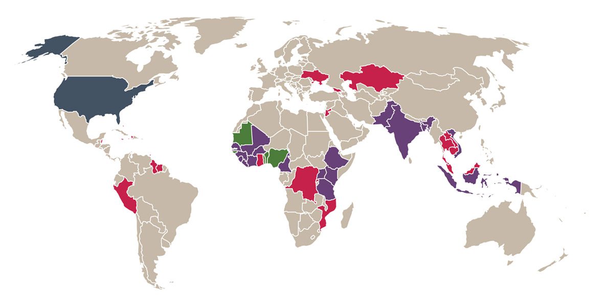 world map showing where the cdc is working