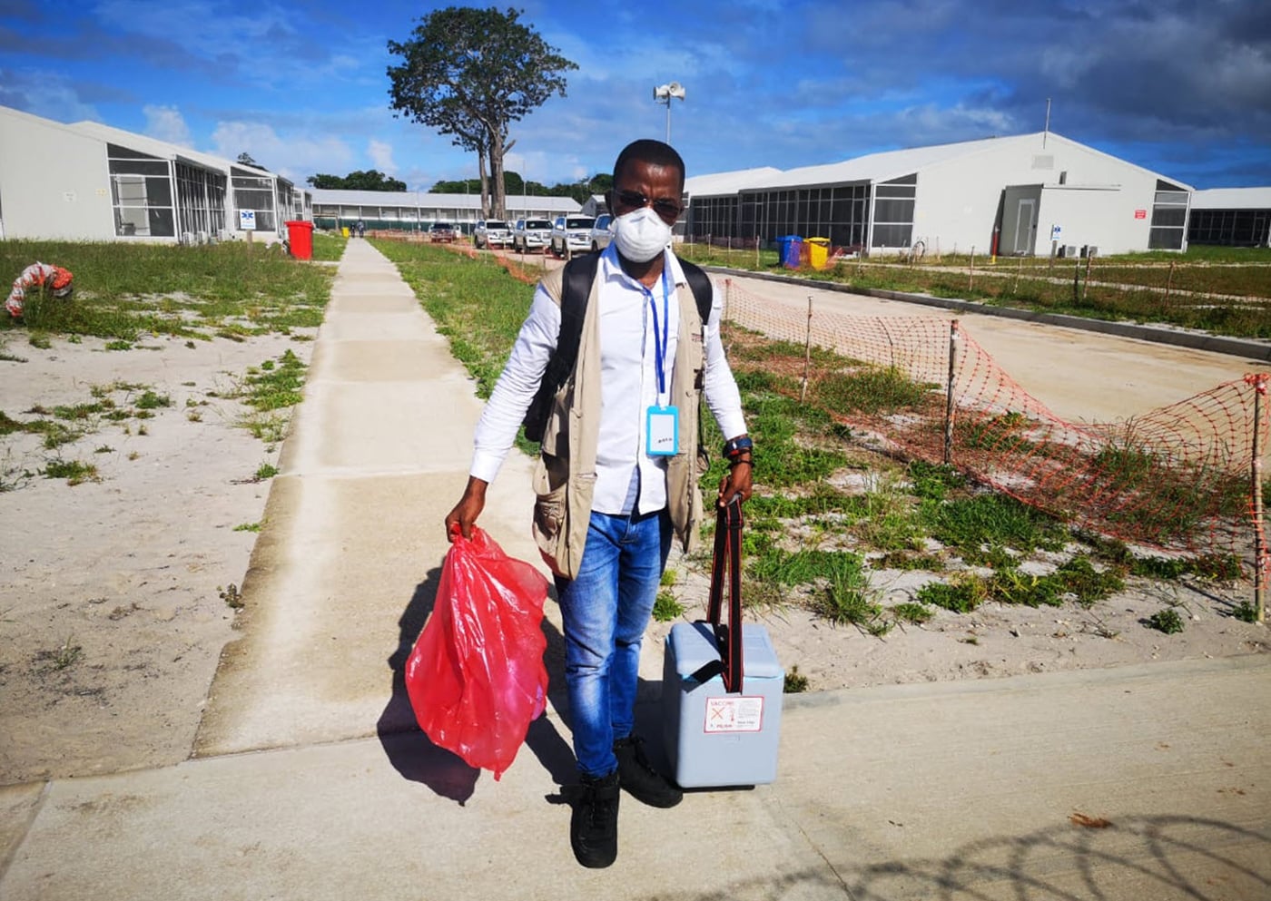 FETP graduate Hélio Elias during a COVID-19 outbreak investigation in Afungi, Cabo Delgado..
