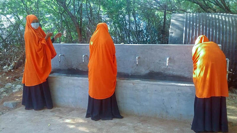 Three female students at the Halane Primary School