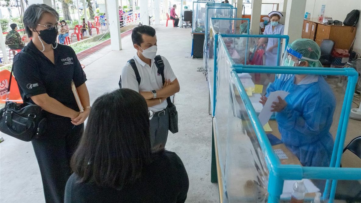 Photo of public health field staff receiving surveillance training at Nakhon Phanom Hospital in Thailand