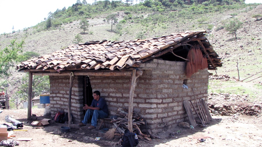 Surveying a rural settlement in Guatemala.