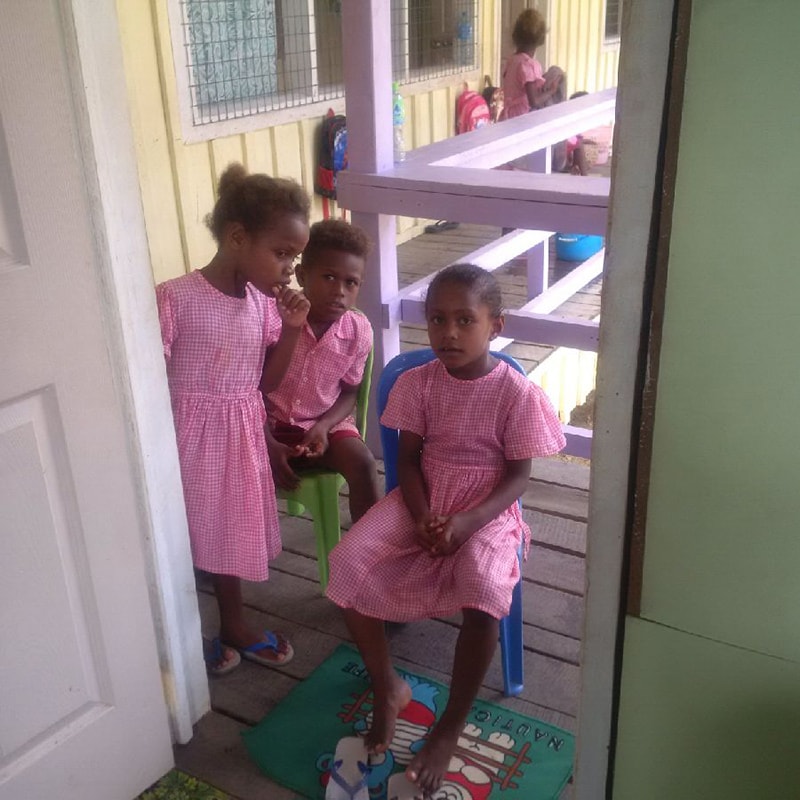 Children waiting to get tested for hepatitis B in school-based survey in the Solomon Islands
