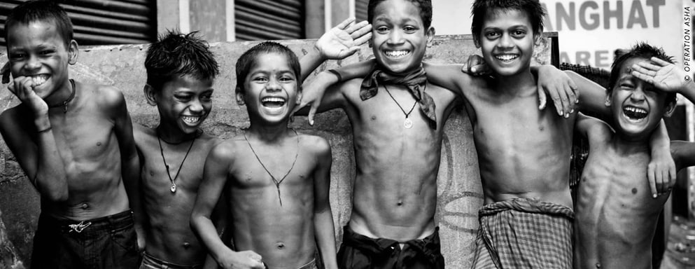 group of children laughing