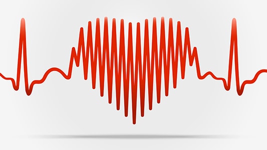 EKG lines forming the shape of a heart