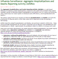 Picture of the CDC 2009 H1N1 web page that describes the Aggregate Hospitalizations and Deaths Reporting Activity (AHDRA) system