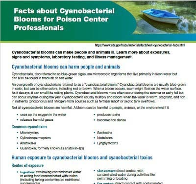 Facts about Cyanobacterial Blooms for Poison Center Professionals cropped cover