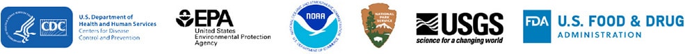 U.S. Food and Drug Administration, United States Geological Survey, Environmental Protection Agency, National Oceanic and Atmospheric Administration, and National Parks Service logos