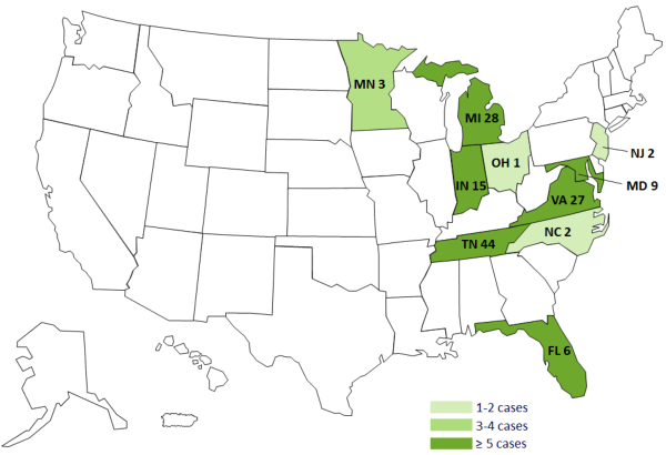 Map of United States for Case Counts by State