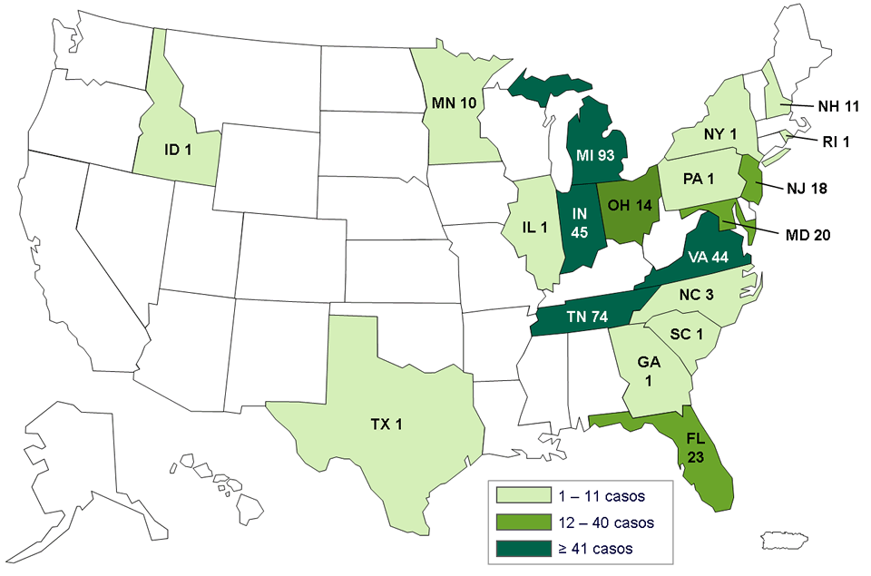 Map of the United States for Case Counts by State