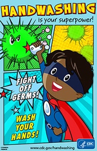 handwashing superhero poster