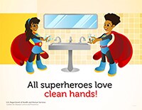 superhero poster featuring a boy and girl with african-american features
