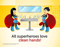 superhero poster featuring a boy and girl with asian features