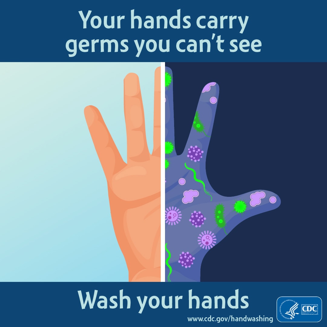 Your hands carry germs you can't see. Wash your hands - Instagram