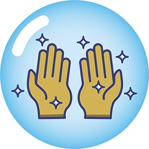 Ilustración: Dos manos se secan debajo de un secador de manos