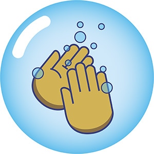 Ilustración: Dos manos lavándose bajo el agua