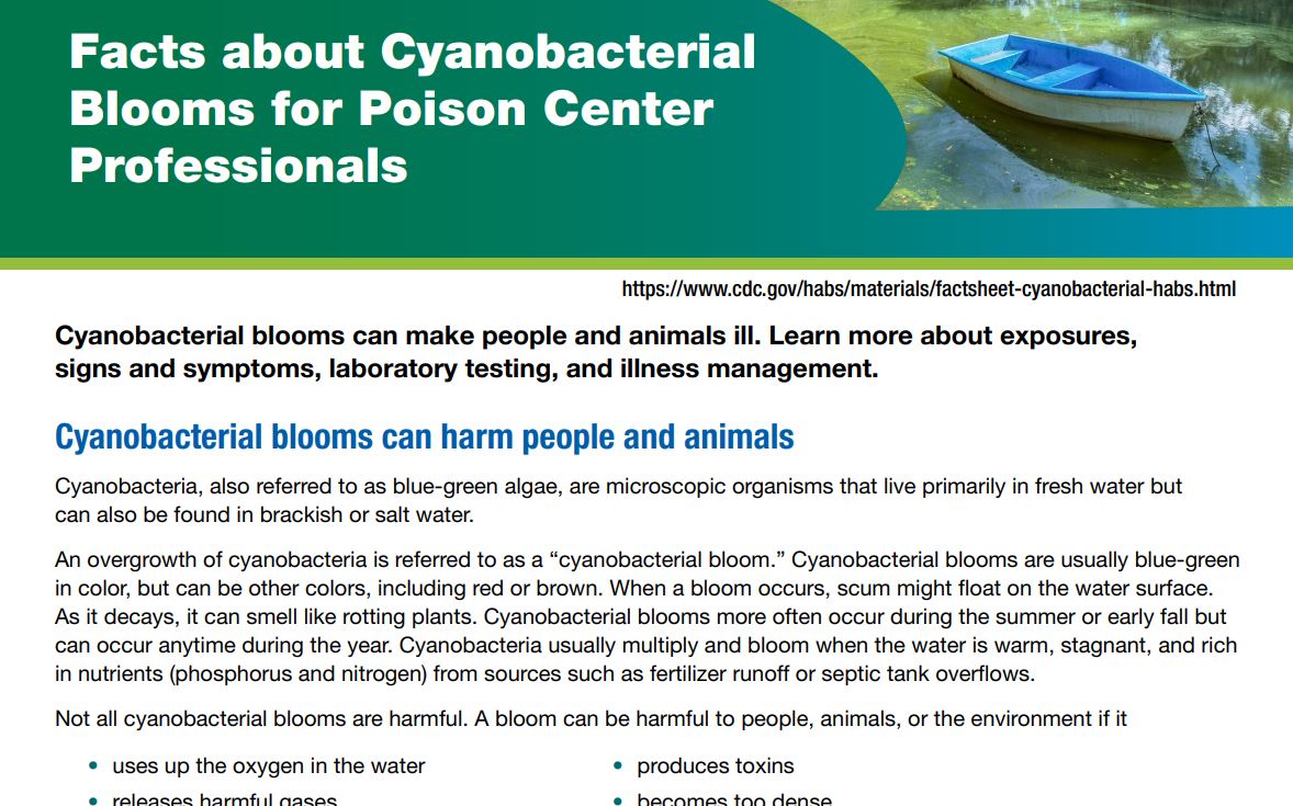 Clinical Signs and Symptoms Caused by Freshwater Harmful Algal Blooms