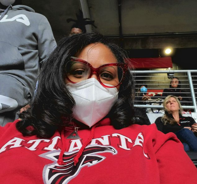 Melinda Jordan at an Atlanta Falcons game