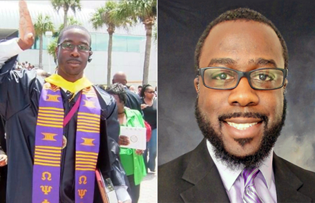 Photos of Fred Thomas, III, as a graduate of Bethune-Cookman University & in his current position at CDC