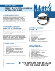 Parent and Athlete Concussion Information Sheet PDF image