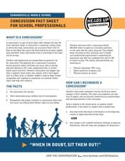 Concussion Fact Sheet for School Professionals PDF image