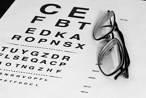 eye chart, black text on white background
