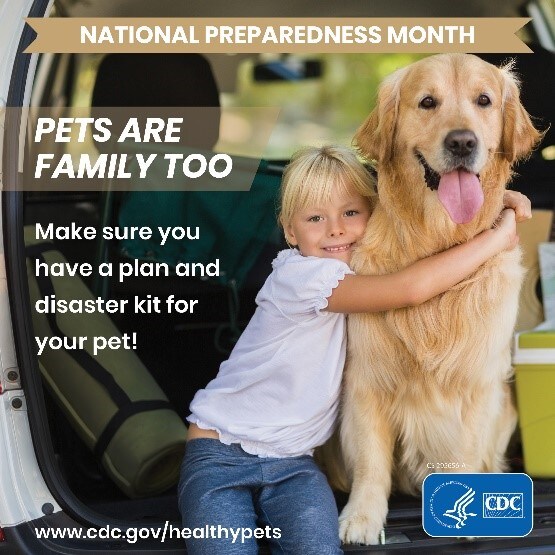 National Preparedness Month banner with a girl her dog