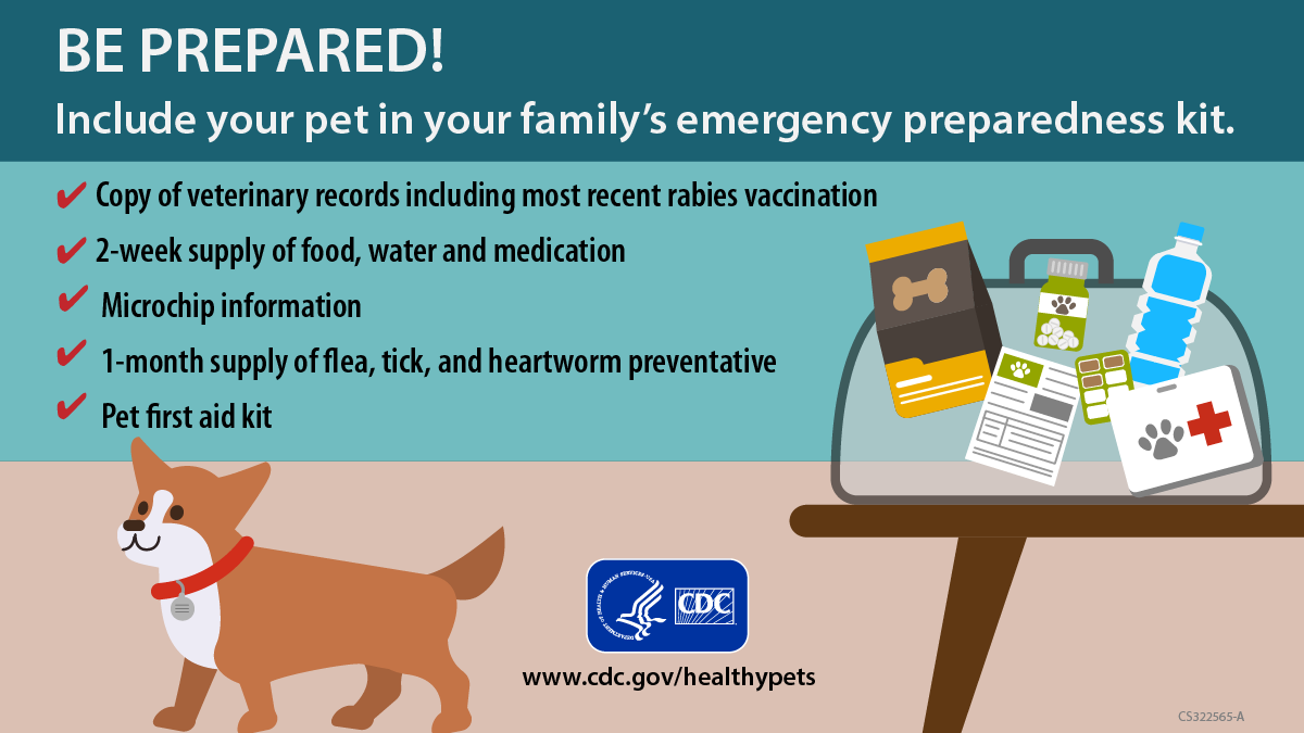 Facebook and twitter post to include your pet in your family's emergency preparedness kit