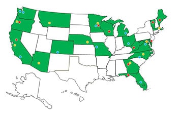 HIA funding map of the USA