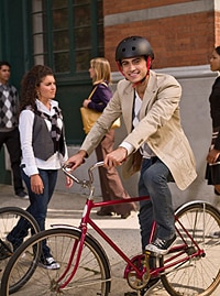 Business man commuting by bicycle