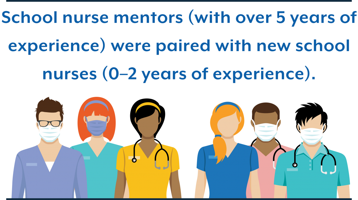School nurse mentors (with over 5 years of  experience) were paired with new school  nurses (0–2 years of experience). 