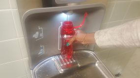 Water bottle refilling station