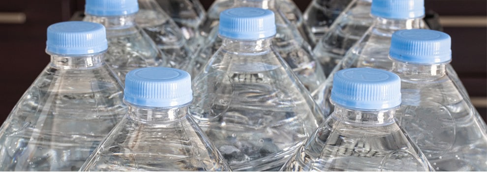 Close up image of bottled water