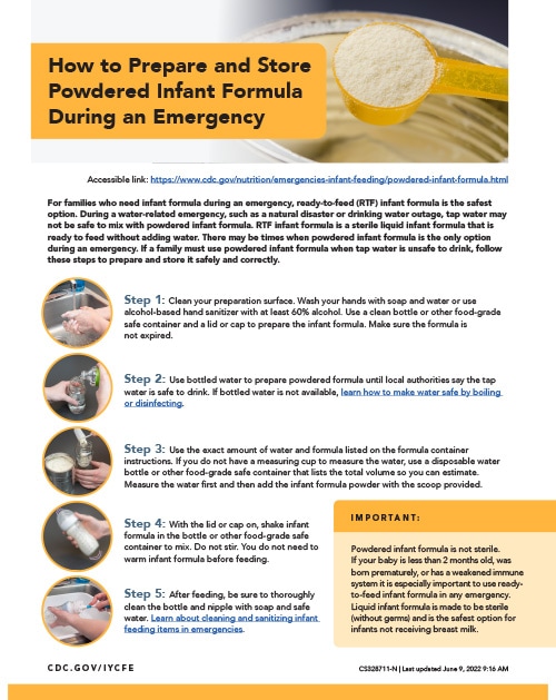 How to Prepare and Store Powdered Infant Formula During an Emergency