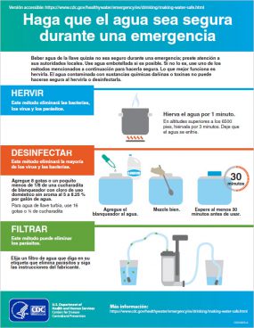 Haga que el agua sea segura durante una emergencia