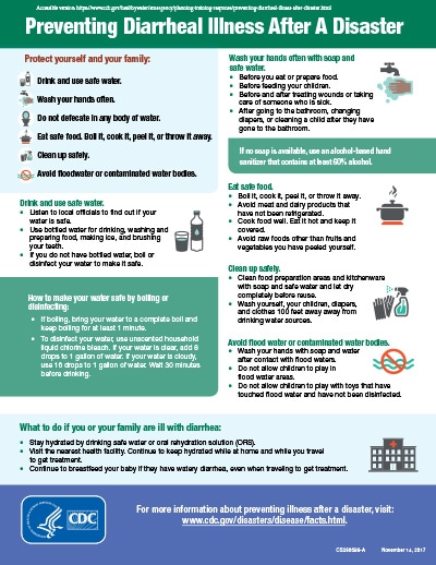 Protect yourself and your family from diarrheal illness after a disaster by following these guidelines.