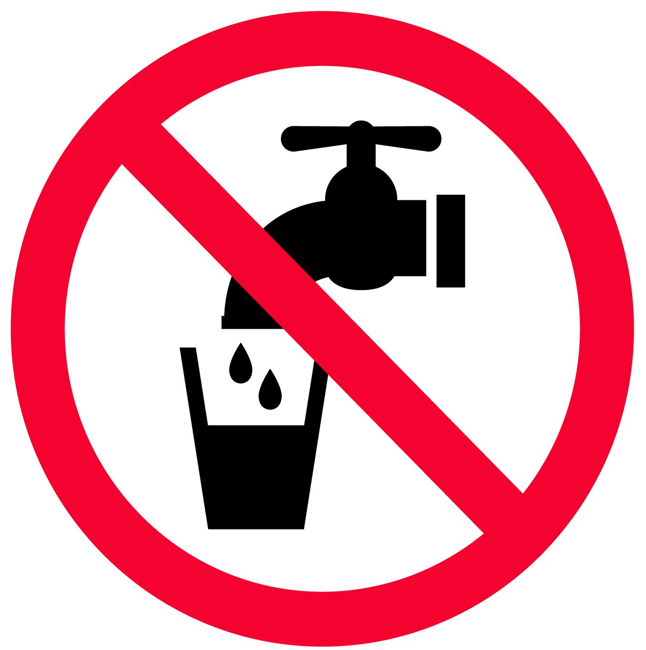 Señal de agua no potable. Prohibición roja de agua no potable